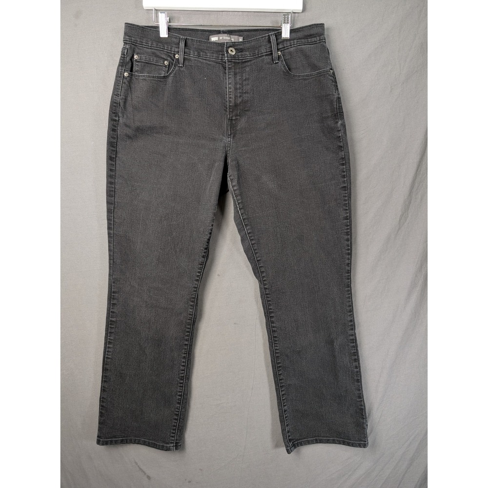 Levis 505 Straight Leg Jeans Womens 16S Black Denim Mid Rise Stretch